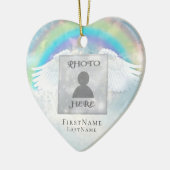 Voeg Photo Angel Wings en Heart Memorial toe Keramisch Ornament (Links)