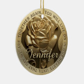 Voeg Photo Gold Roos met Naam Memorial Keramisch Ornament (Rechts)