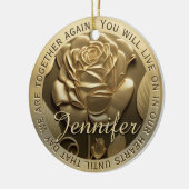 Voeg Photo Gold Roos met Naam Memorial Keramisch Ornament (Links)