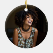 Voeg Photo Gold Roos met Naam Memorial Keramisch Ornament (Achterkant)