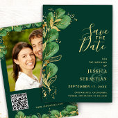Voeg Photo QR Code Emerald Green Eucalyptus Elegan Save The Date