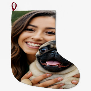 Voeg Pug-foto personaliseren aanpassen toe Grote Kerstsok