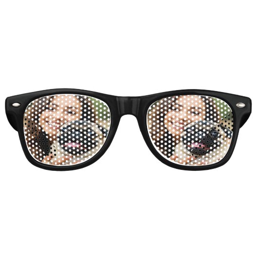 Voeg Pug-foto personaliseren aanpassen toe Retro Zonnebril (Voorkant)