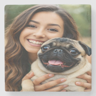 Voeg Pug-foto personaliseren aanpassen toe Stenen Onderzetter