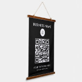 Voeg QR-Code Bedrijf Logo Tekst Klant toe Hangend Wandkleed (Gebogen)