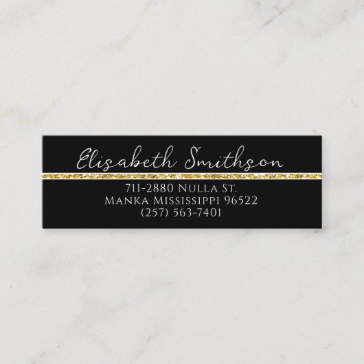 Voeg QR-code en sociale media Gold Glitter Modern  Mini Visitekaartje (Voorkant)