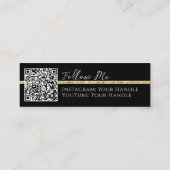 Voeg QR-code en sociale media Gold Glitter Modern  Mini Visitekaartje (Achterkant)