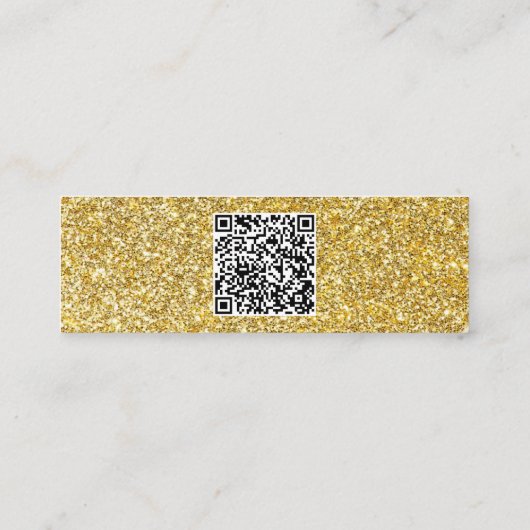 Voeg QR-code Gold Glitter Modern Luxury Minimalist Mini Visitekaartje (Achterkant)