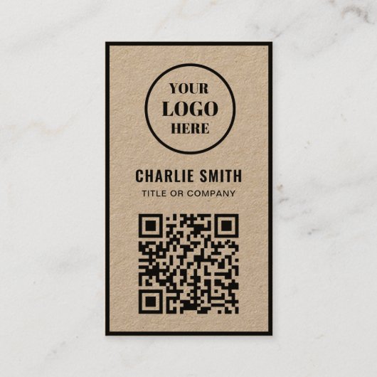 Voeg QR code of Logo modern rustiek zwart script t Visitekaartje (Voorkant)