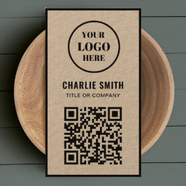 Voeg QR code of Logo modern rustiek zwart script t Visitekaartje