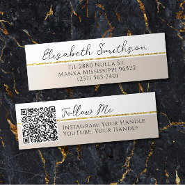 Voeg QR-code sociale media taupe goud glitters mod Mini Visitekaartje