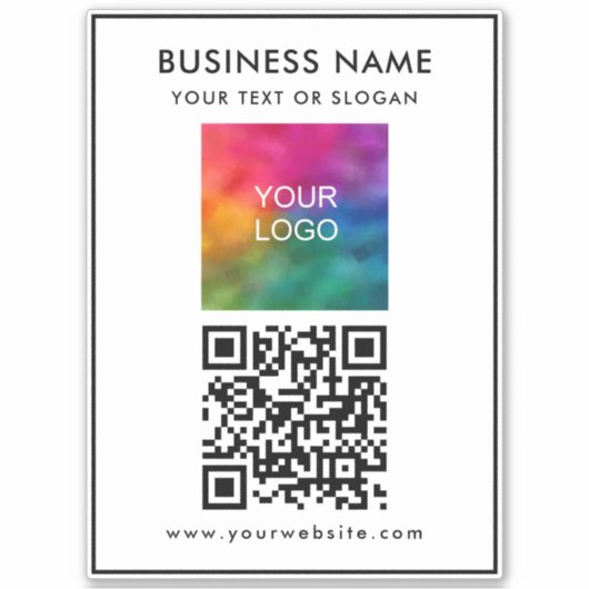 Voeg QR Code Tekst Upload Business Logo hier Custo Sticker (Voorkant)
