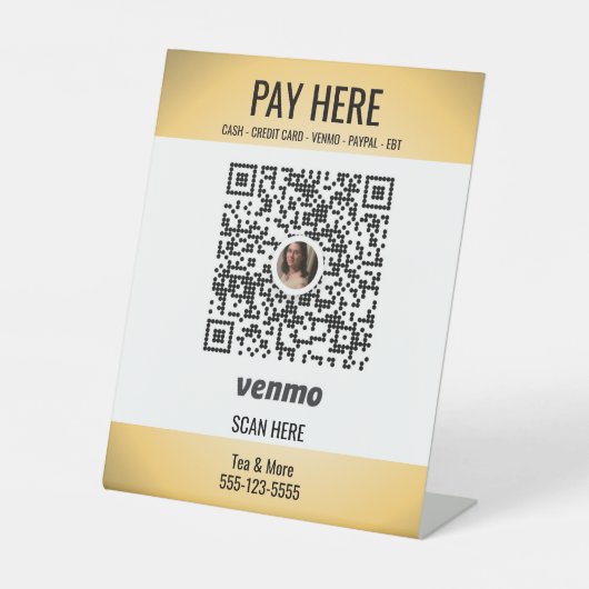 Voeg QR Code Venmo Small Business toe Reclamebord Met Voetstuk (Voorkant)
