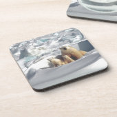 Voeg SLOGAN toe om Arctic Polar Beren Planet Ice t Drankjes Onderzetter (Linkerzijde)