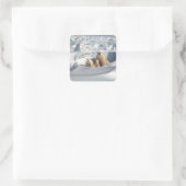 Voeg SLOGAN toe om het Arctische ijsbeerplaneet te Vierkante Sticker (Tas)