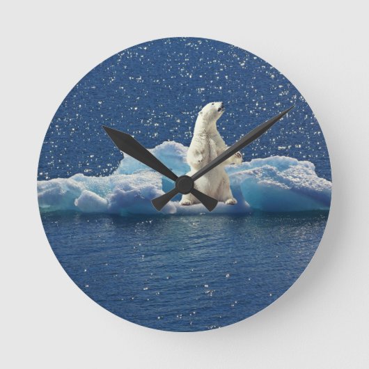 Voeg SLOGAN toe om ijsberen Arctische planeet ijs  Ronde Klok (Voorkant)