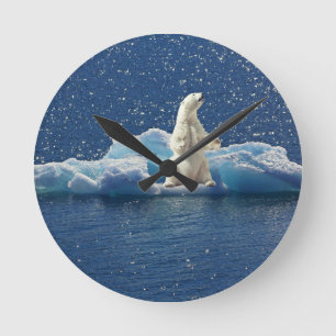 Voeg SLOGAN toe om Polaire Beren Arctic Planet Ice Ronde Klok