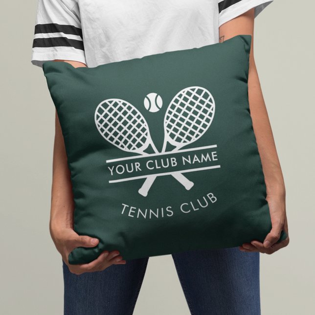 Voeg sportclubnaam Tennis Sports Green elke kleur  Kussen (Sports Club Name Tennis Sports Green Any Color Throw Pillow)