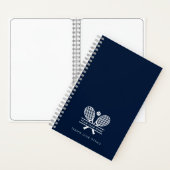 Voeg sportclubnaam Tennis Team Kantoor Navy Blue Notitieboek (Binnen)