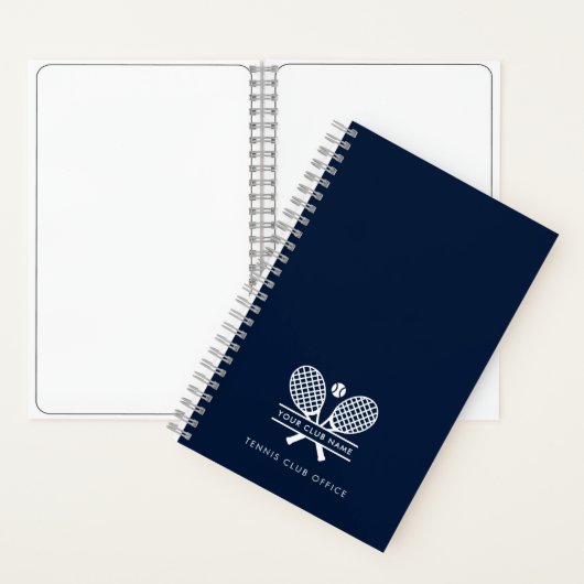Voeg sportclubnaam Tennis Team Kantoor Navy Blue Notitieboek (Binnen)
