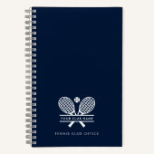 Voeg sportclubnaam Tennis Team Kantoor Navy Blue Notitieboek (Voorkant)