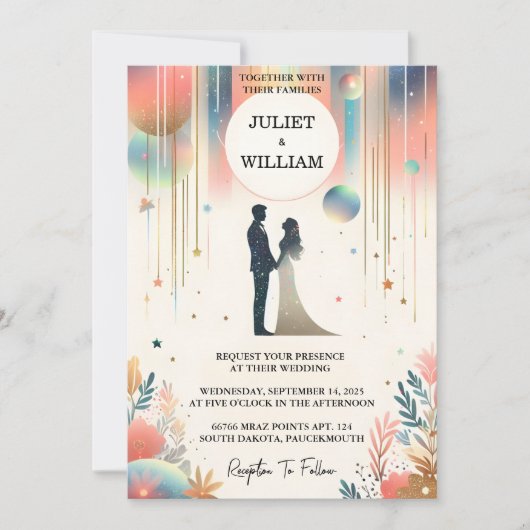 Voeg Sterren Glam Bright Pastel Ombre Glitter Brui Kaart (Voorkant)