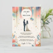 Voeg Sterren Glam Bright Pastel Ombre Glitter Brui Kaart (Staand voorkant)