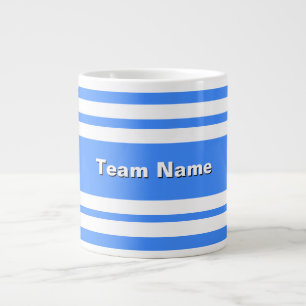 Voeg teamnaam toe Blauw en wit Sport Team kleuren Grote Koffiekop