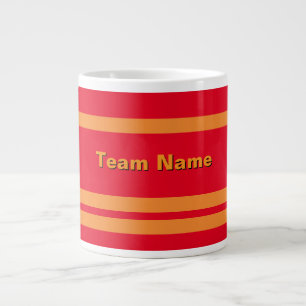 Voeg teamnaam toe Rood en goud Sport Team kleuren Grote Koffiekop