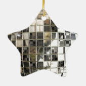 Voeg Tekst aan de Zilverkleurige Disco Star-versie Keramisch Ornament (Achterkant)