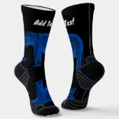 Voeg tekst Blauwe Kleur Olifant afbeelding Gedrukt Sokken (Gebogen)