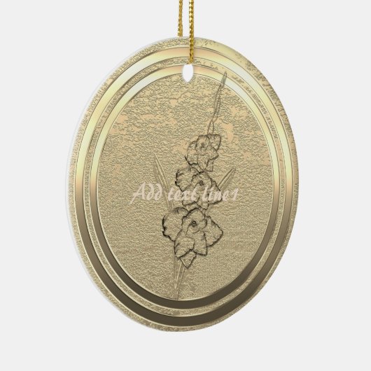 Voeg tekst Gold Gladiolus toe Keramisch Ornament (Rechts)