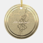 Voeg tekst Gold Gladiolus toe Keramisch Ornament (Voorkant)
