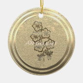 Voeg tekst Gold Larkspur Delphinium toe Keramisch Ornament (Voorkant)
