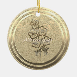 Voeg tekst Gold Larkspur Delphinium toe Keramisch Ornament