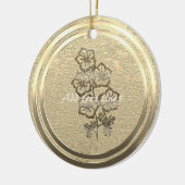 Voeg tekst Gold Larkspur Delphinium toe Keramisch Ornament (Links)
