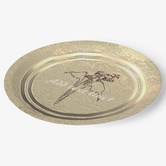 Voeg tekst Gouden lelietje-van-dalen papieren bord (Gekanteld)