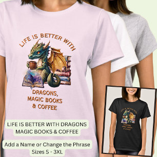 Voeg tekst, leven beter - Dragons Magic Books Koff T-shirt