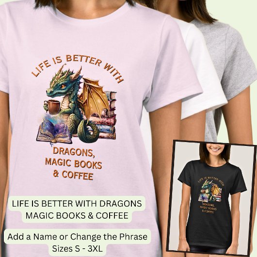 Voeg tekst, leven beter - Dragons Magic Books Koff T-shirt