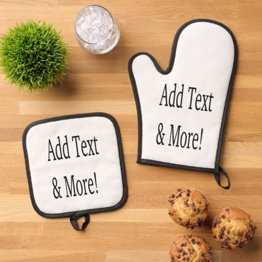 Voeg tekst & meer toe! Pas uw eigen gepersonalisee Ovenwant & Pannenlap Set (Top down)