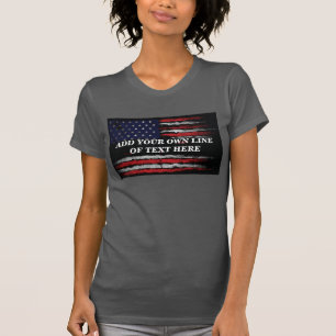 Voeg tekst op de zwarte Amerikaanse vlag toe T-shirt