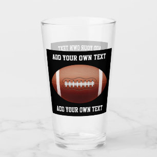 Voeg tekst op football toe werpen kussen glas