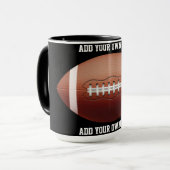 Voeg tekst op football toe werpen kussen mok (Voorkant links)
