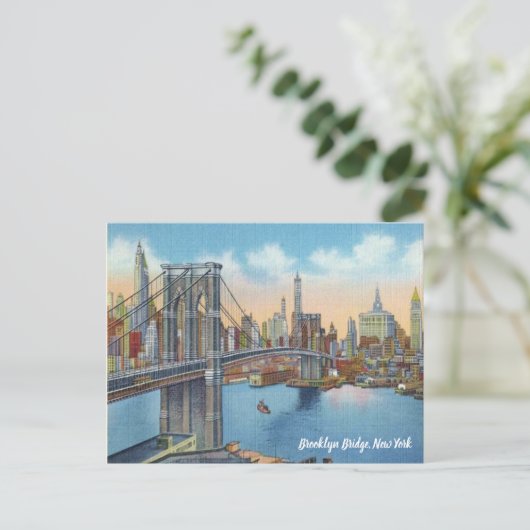Voeg tekst toe.  Brooklyn Bridge. Briefkaart (Staand voorkant)