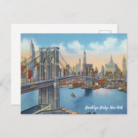 Voeg tekst toe.  Brooklyn Bridge. Briefkaart (Voorkant / Achterkant)