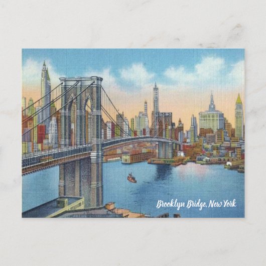 Voeg tekst toe.  Brooklyn Bridge. Briefkaart (Voorkant)