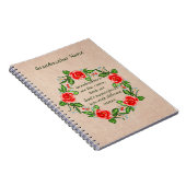 Voeg tekst toe, grootmoeders zoals Rozen, Floral G Notitieboek (Rechterzijde)