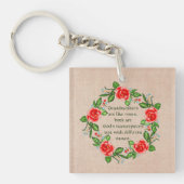 Voeg tekst toe, oma's zoals Rozen, Floral Grandma Sleutelhanger (Voorkant)