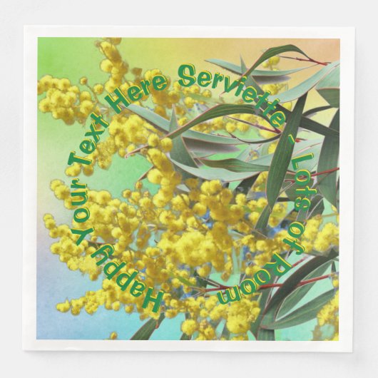 Voeg tekst Wattle & Gum Leaves Aussie toe Servet (Voorkant)