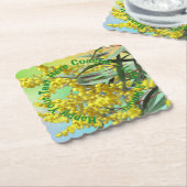 Voeg Tekstwatel en gum Leaves Aussie Scalloped Sq  Kartonnen Onderzetters (Gebogen)